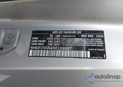 2017 Smart Fortwo Passion/Prime/Proxy/Pure z USA, uszkodzony, nr VIN WMEFJ5DA4HK169267